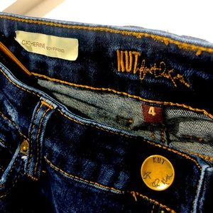 Kut from the Kloth Catherine boyfriend distressed dark blue jeans